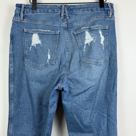 Good American Jeans Women 10/30 Blue Denim Curve Straight Leg Distressed GCS144T - Picture 4 of 9